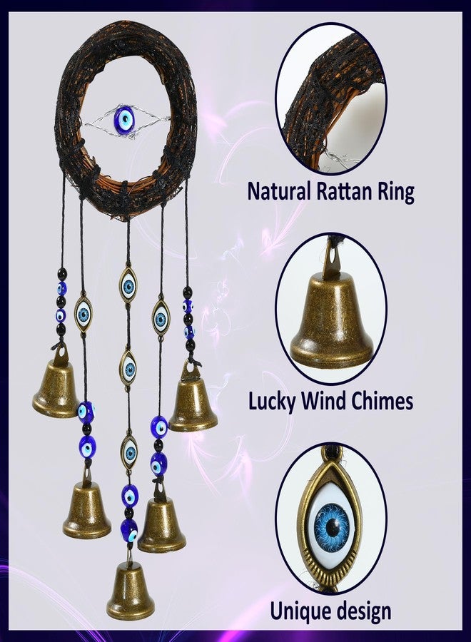 Dvehdbay Witch Bells for Door Knob Evil Eye - Witchy Home Decor, Lucky Blue Evil Eye for Home Protection, Witchy Decor Hanging Witchcraft Decorations, Witches Wind Chimes Decoration for Garden - Image 3